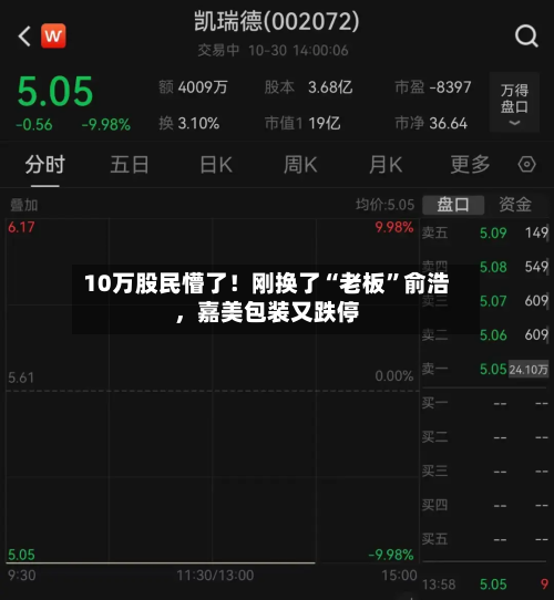 10万股民懵了！刚换了“老板”俞浩，嘉美包装又跌停-第2张图片