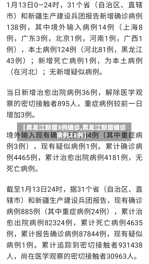 【黑龙江新增3例确诊,黑龙江新增确诊病例23例】