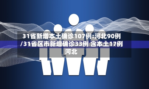 31省新增本土确诊107例:河北90例/31省区市新增确诊33例 含本土17例河北