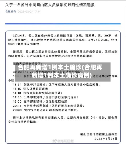 合肥再新增1例本土确诊(合肥再新增1例本土确诊病例)